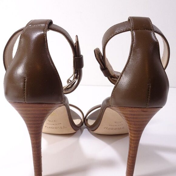 Theory Nappa High Heel Sandal Open Toe Ankle Strap Pumps 37.5 NIB 355 - Picture 6 of 13